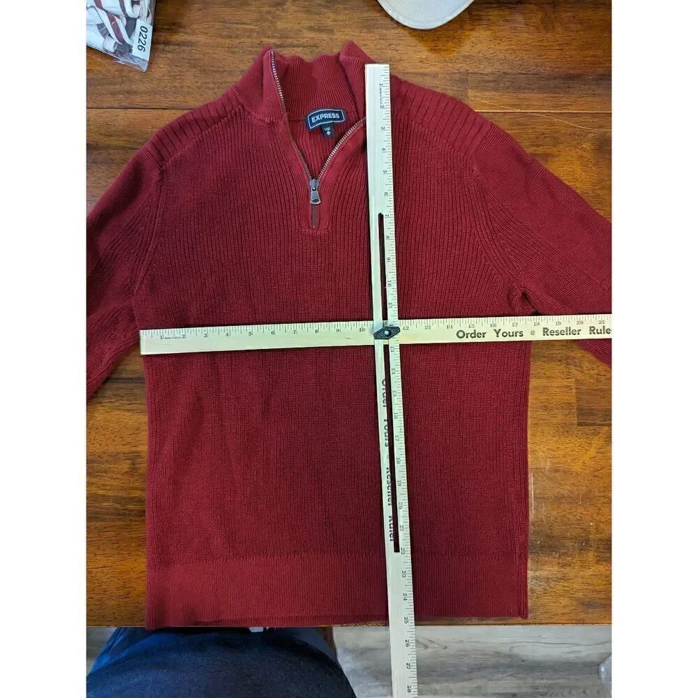 Express Maroon 1/4 Zip Knit Sweater - Picture 6 of 6